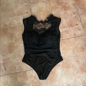 Elegant Black Lace Bodysuit
